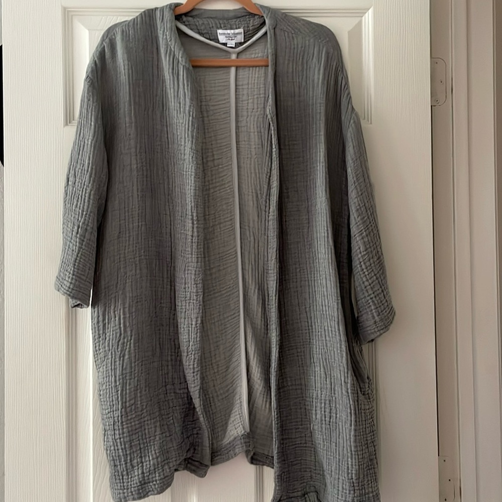 HAMMACHER SCHLEMMER Women's Gray Gauze Cardigan Size L/XL